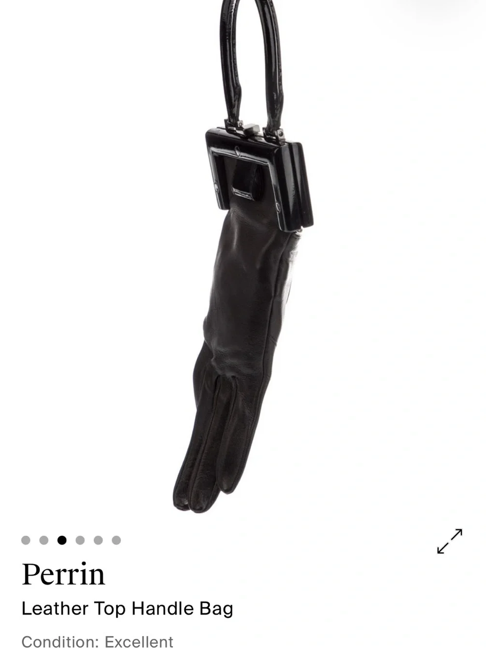 Perrin Black Glove-Shaped Leather Top Handle Bag